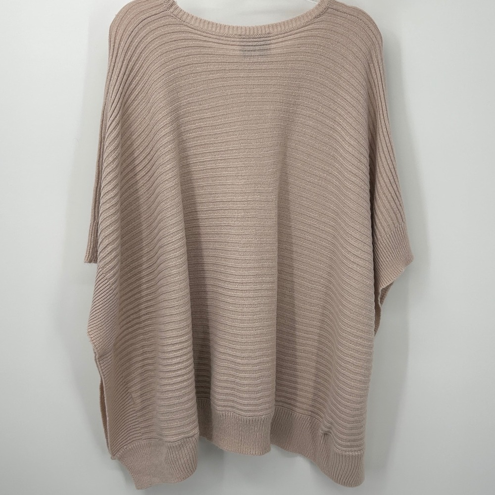 Hayden Los Angeles Women Blush Pink Ribbed Knit Poncho Sweater Oversized M/L - Picture 5 of 6